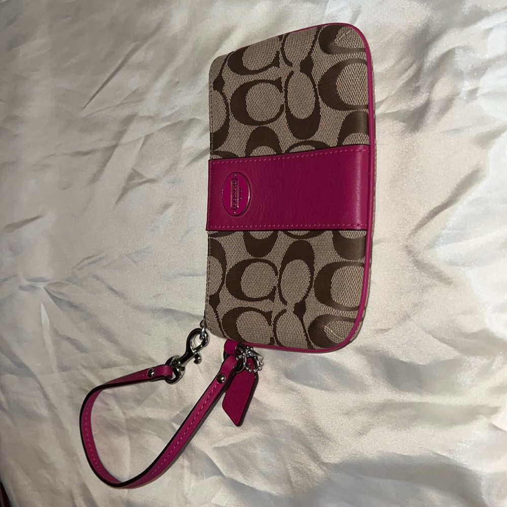 Coach Wristlet Fabric and Leather